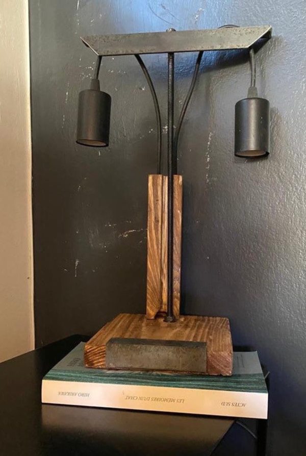lampe bois recyclé